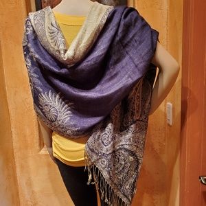 PASHMINA Scarf, Wrap 100% CASHMERE  REVERSIBLE